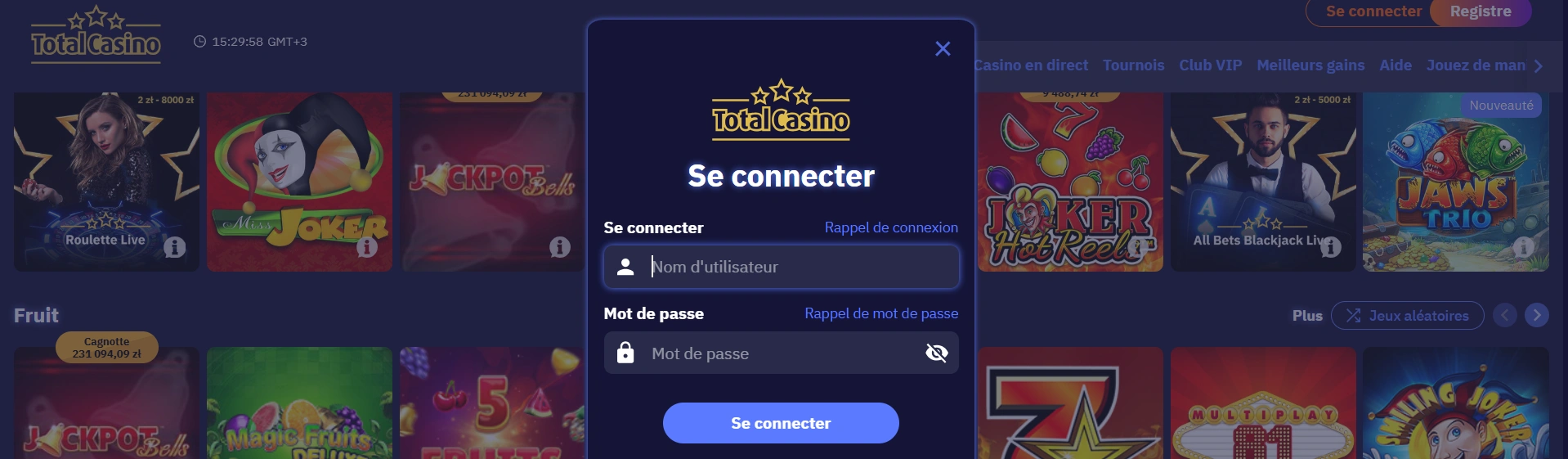 Connexion Total Casino